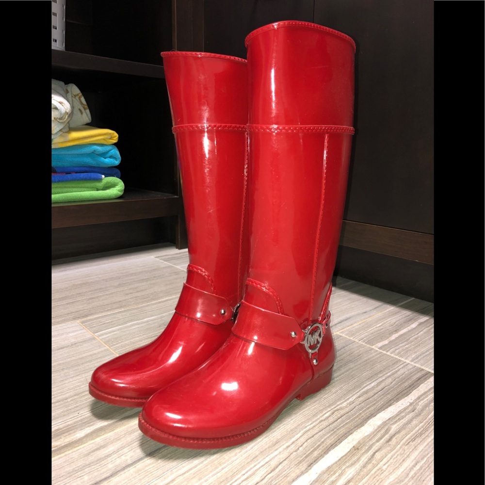 Michael Kors red rain boots